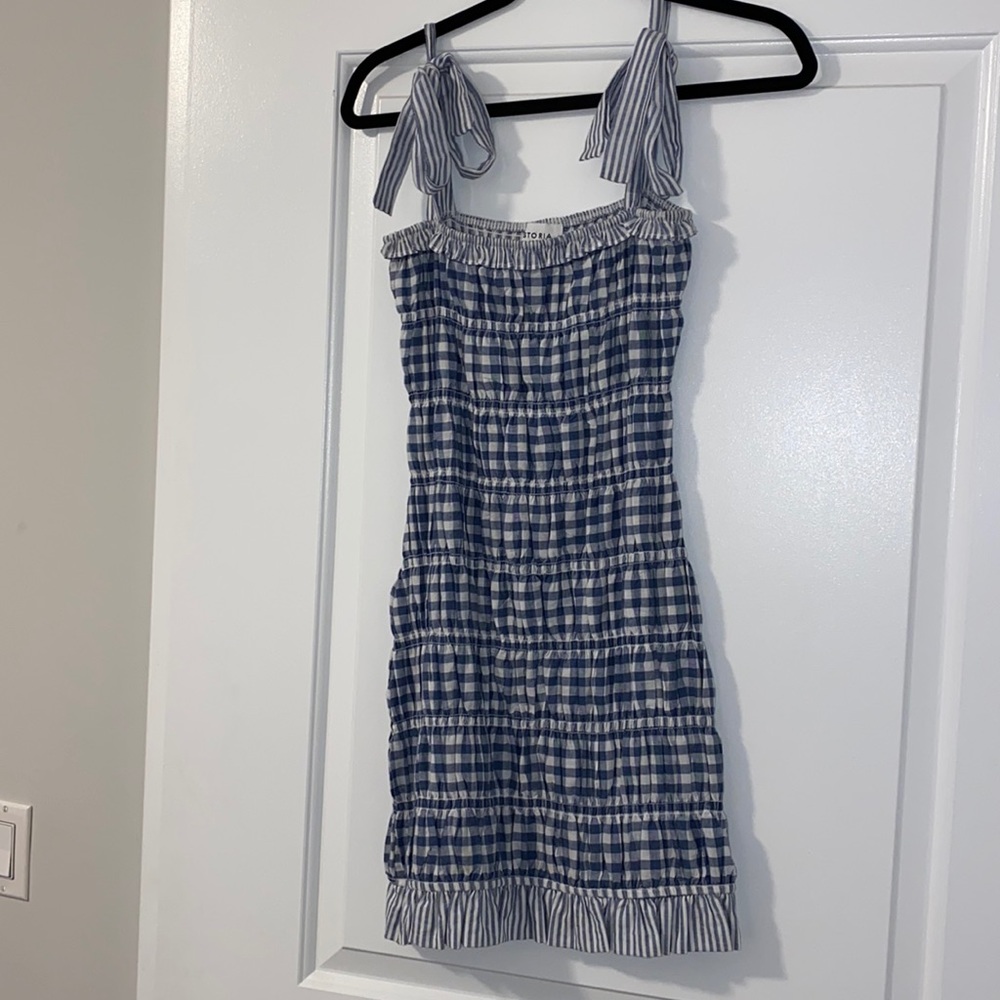 Blue & white checkered dress